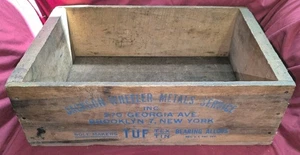 Jackson Wheeler Metals Service Inc Wood Crate Brooklyn NY Tuf Tex Tin 16 x 11x 5 - Picture 1 of 19