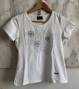 T-shirt Chanel ricamo camelia swarovski bianco cotone donna moda - Foto 1 di 15