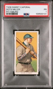 1909-11 T206 Dots Miller Pittsburg Sweet Caporal PSA FR 1 Pittsburg Pop 3 - Picture 1 of 3