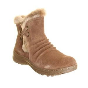 REINE SOHLE NEU Damen Chesnut Addie Wildleder Kunstfell Stiefeletten Schuhe 10M TEDO - Bild 1 von 4