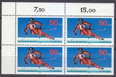 Germany 1978 MNH Mi 958 Giant Slalom. Block of 4 / Alpine skiing ** - Image 1 of 2
