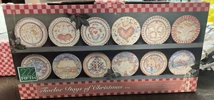 Vtg 222 Fifth 12 Days Of Christmas 12 Piece Plates Set NIP - Picture 1 of 14