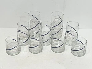 Vintage Georges Briard Crisa Set Of 9 Blue White Swirl Glasses MCM Rare Set - Picture 1 of 6