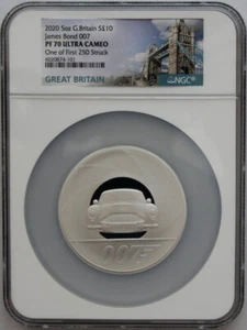 2020 5oz Silver Great Britain S10 James Bond 007 PF 70 Ultra Cameo One of First - Picture 1 of 10