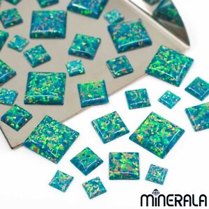 [WHOLESALE] TURQUOISE SYNTHETIC LAB CREATED OPAL SQUARE SHAPE CABOCHON WP00225