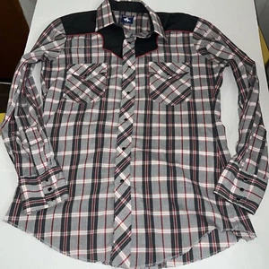 Vintage Chute 1 Multi-Color Plaid Western Cowboy Pearl Snap Button Up Shirt Mm61 - Picture 1 of 12