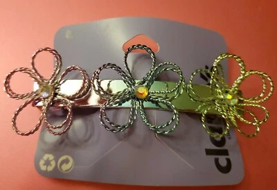 Claire's металлическая проволока розовый, синий, светло-зеленый цветок заколка с камнем новый с Ярлыками  - Изображение 1 из 4