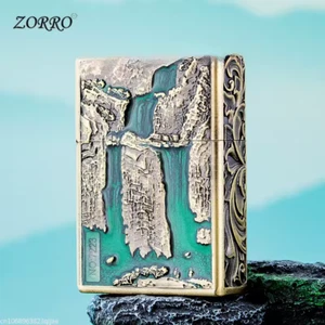 3D Zorro Benzin  Feuerzeug Gold Grün Sturmfeuerzeug Retro Benzinfeuerzeug - Bild 1 von 7