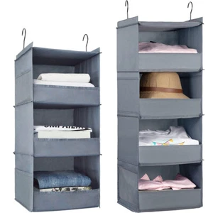 3/4Tier Wardrobe Hanging Storage Boxes Clothes Shoes Hanger Organizer Rack.· - Picture 1 of 13