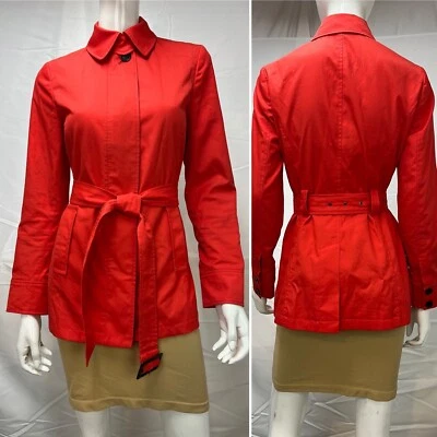 Abrigo chaqueta cortavientos con cinturón de lona coral algodón Banana Republic para mujer S Foto 1 de 4