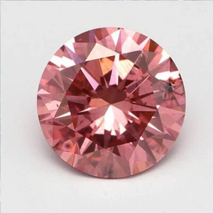 CVD Pink Round Diamond/ 1 Ct 6.50 mm VS1 Clarity Pink Round Lab Grown Diamond - Picture 1 of 4