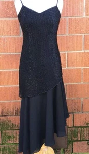 Stenay Damen Größe 4 Vintage schwarz Perlen asymmetrisch ärmellos Kleid 34" Brustumfang - Bild 1 von 12
