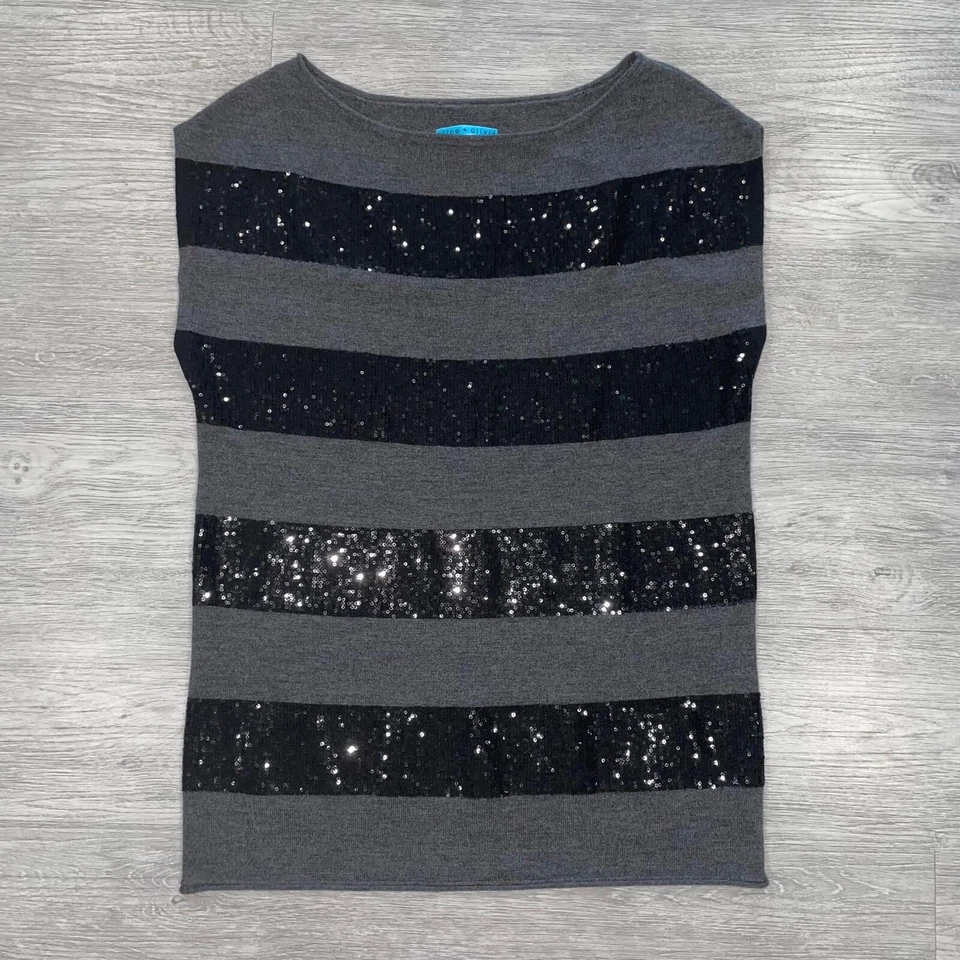 Alice + Olivia Mujer XS? Blusa túnica cuello redondo tejida sin mangas lana top lentejuelas Foto 1 de 4