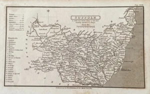 ANTIQUE MAP SUFFOLK 1824 BY BENJAMIN CAPPER PUBLISHED BY G&WB WHITTACKER - Picture 1 of 3