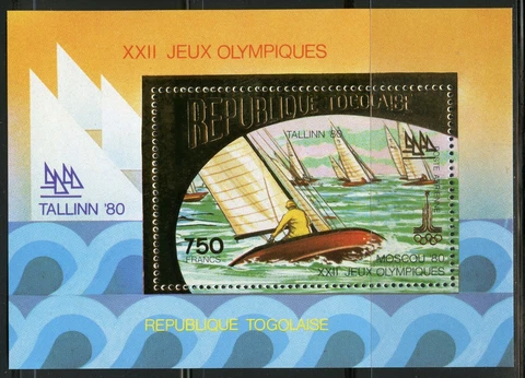 Togo Jo Olympic Sailing Ship Boat 80 Moscow Gold Foil Michel Blocks 158 A Perf Cover