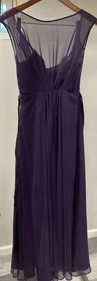 Vestido de Dama de Honra Da Vinci Grande Roxo com Bainha 5' 5" Estilo 60205 - Imagem 1 de 4