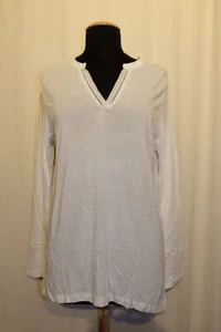 Camiseta manga larga superfina BLOOM con dobladillo hueco 100% viscosa blanca 40 NUEVA - Imagen 1 de 4