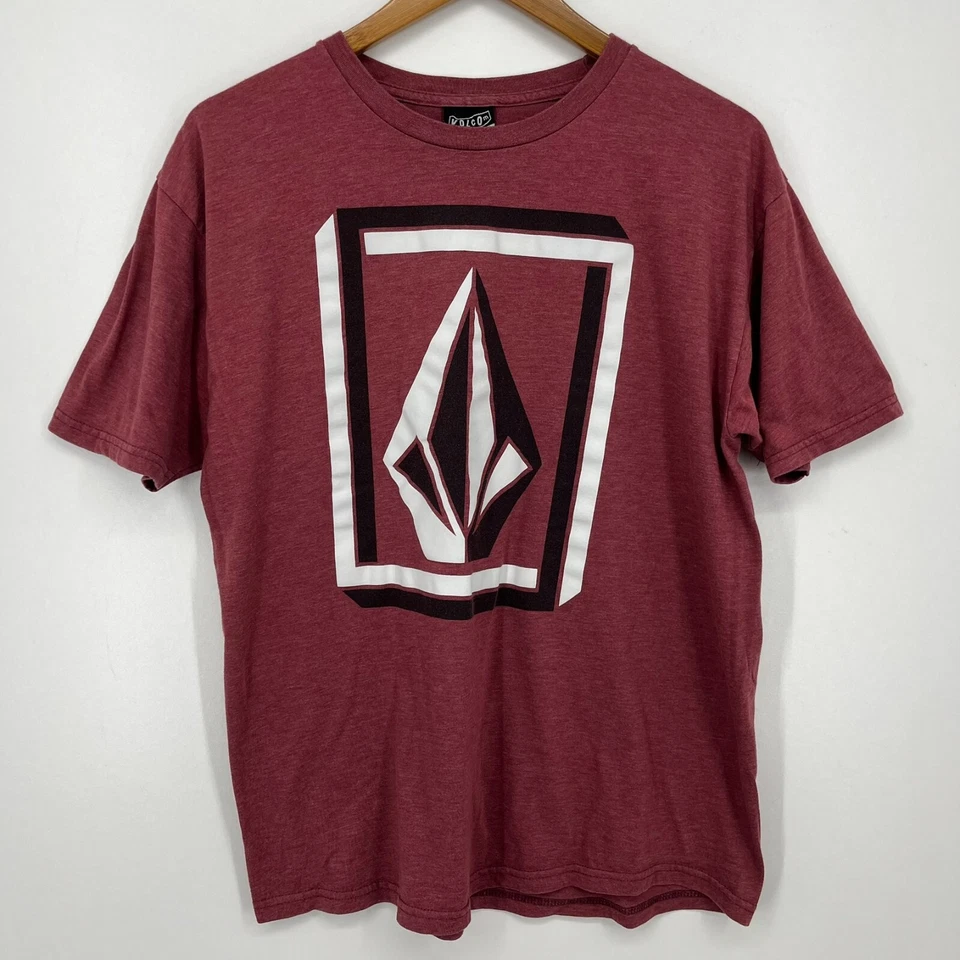 Volcom T-Shirt Men's Size L Red Logo Short Sleeve Crew Neck Cotton Blend - Image 1 of 4