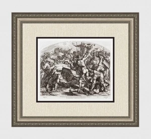 Grabado religioso firmado por Rafael 1649 Joshua detiene el sol Galería Enmarcado Certificado de Autenticidad - Imagen 1 de 4