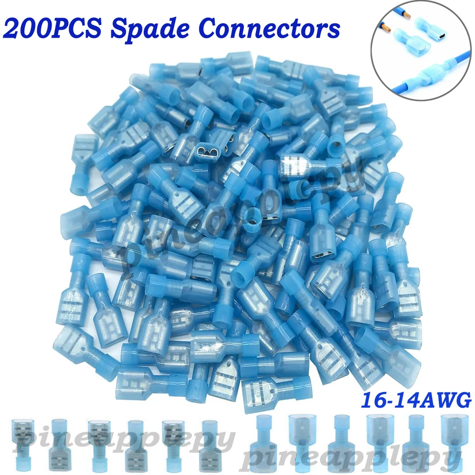 200X Insulated Female Male Spade Terminal Crimp Quick Disconnect Wire Connectors - Image 1 of 4
