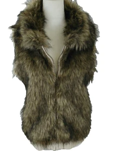 Pink Rose Faux Fur Vest Womens Size M Beige Sweater Vest Full Zip - Bild 1 von 12