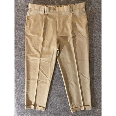 Saddlebred Mens Pleated Front Dress Golf Chino Pants Taupe 40W 29L Preppy Career - Image 1 of 4