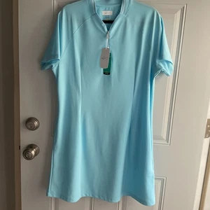 Women’s Golf Dress XL Greg Norman Lt Blue Raglan Sleeve NWT - Picture 1 of 5