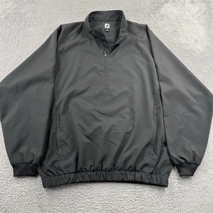 FootJoy Quarter Zip Mens Large Black Performance Windbreaker Jacket Golf Golfer - Picture 1 of 9