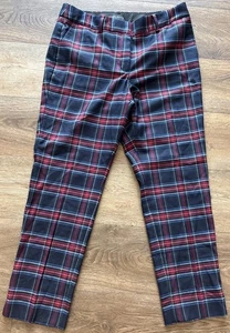 Talbots Hampshire Ankle Pants Women's Size 8p Blue Red Plaid Wool Blend Slacks - Picture 1 of 12