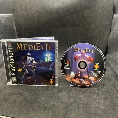 MediEvil (Sony PlayStation 1, 1998) PS1 Black Label Complete CIB w/ Manual Works - Image 1 of 4