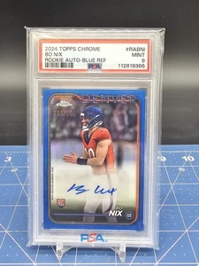 2024 Bo Nix Rookie Auto Topps Chrome 056/150 Blue Refractor PSA 9 #RABNI - Bild 1 von 2
