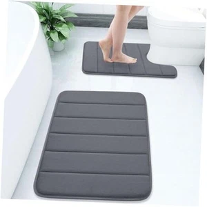 Bathroom Mat Set, 2 Piece Memory Foam Bath Mat and U-Shaped Toilet Rug, - Picture 1 of 7
