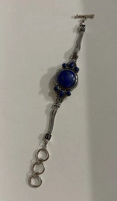 Beautiful Deep Blue Lapis Lazuli Bracelet 925 SterlingSilver Sz 6.5-8 Adjustable - Image 1 of 4