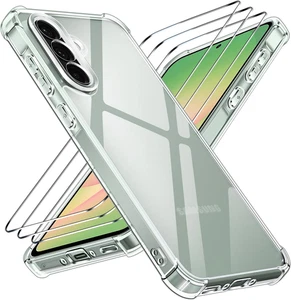 anti Ingiallimento Chiaro Cover per Samsung Galaxy A56 5G Con 3 Pezzi Vetro Temp - Foto 1 di 12