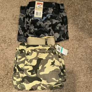 Lot Of Two 2 Levi’s & Ring Of Fire Boys Camo Cargo Shorts with Belt Size 16 NWT - Picture 1 of 5