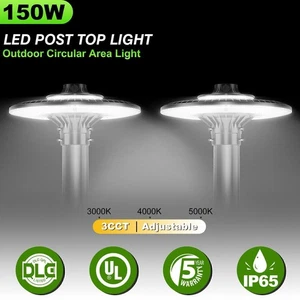 2X 150W LED Post Top Light Dusk to Dawn Outdoor Garden Circular Area Pole Light - Picture 1 of 12