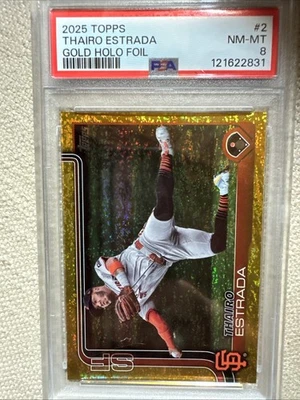 2025 Topps Series 1 - Thairo Estrada #2 Gold Holofoil /50 PSA 8 NM-MT - Image 1 of 2