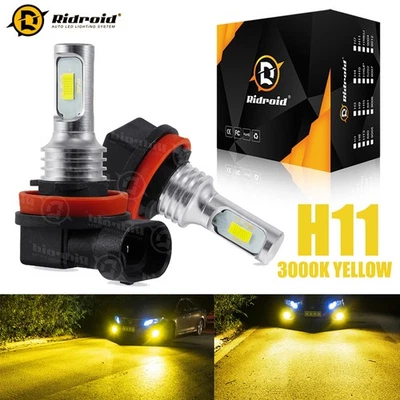 H11 H8 LED Bulbs Golden Yellow Fog Light DRL Light High Power 3000K Super Bright - Image 1 of 4