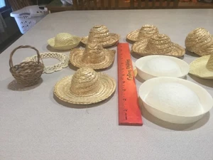 lotto bambole vintage cappelli di paglia fare bambole - Foto 1 di 4