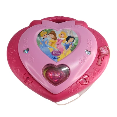 Disney Princess Vtech magical Learning Computer heart key storage talking sings - Image 1 of 4
