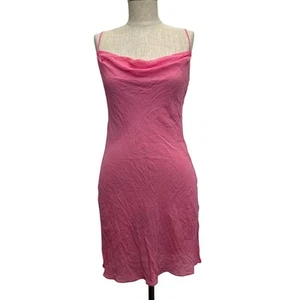 Vtg Y2k Victoria’s Secret Sz S Silk Slip Dress Drape Neck Lingerie Pink Fairy - Picture 1 of 16