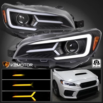 Fits Black 2015-2021 Subaru WRX STI Projector Headlights LED Sequential Tube Foto 1 de 4