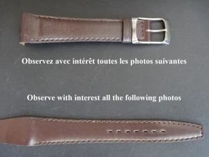 18 mm BRACELET OUVERT COUSU VEAU VÉRITABLE BOX MARRON MAT ANSES FIXES SOUDÉES - Picture 1 of 15