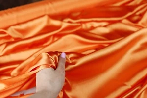 Dark Orange Satin Charmeuse Fabric By The Yard 621 - Picture 1 of 15