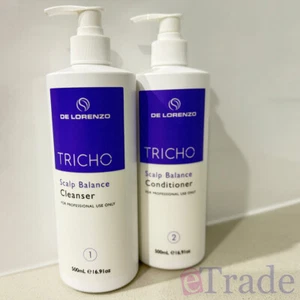 Delorenzo Tricho Scalp Balance Cleanser & Conditioner 500ml Duo De Lorenzo Pack - Picture 1 of 4