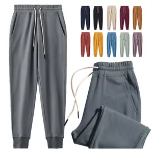 Winter Men Warm Athletic Pants Fleece Lined Thick Trousers Drawstring Joggers - Picture 1 of 26