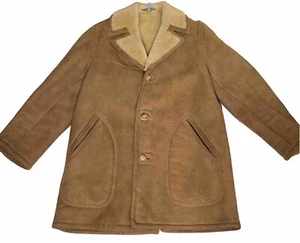 Sawyer of Napa Vintage Rancher Brown Shearling & Suede Coat Men's 40 Original - Picture 1 of 23