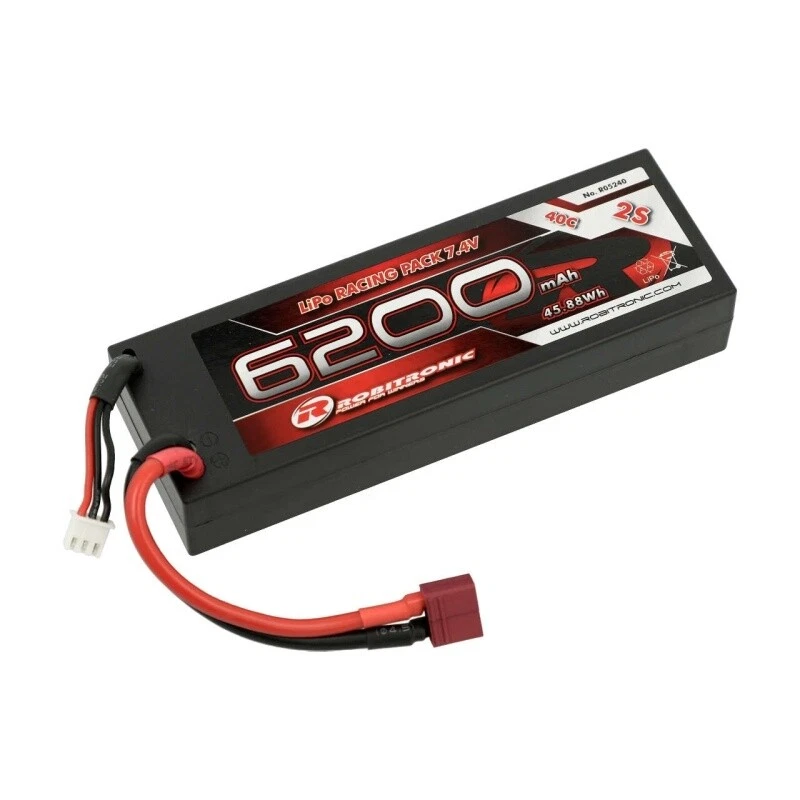 Robitronic LiPo Akku 6200mAh 2S 40C Hardcase mit T-Stecker #R05240 - Bild 1 von 1