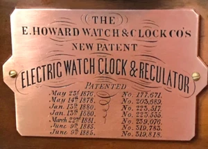 ORIGINAL HOWARD WATCH & CLOCK CO's / WATCH CLOCK PATENT PLATE - Picture 1 of 1