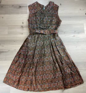 Camisa de vestir vintage para mujer de cachemira plisada cuello arco plisado con cinturón talla 14 - Imagen 1 de 13